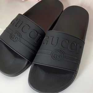 Authentic Gucci black Rubber slides size 38
